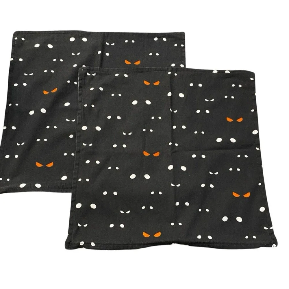 2 x Ikea KUSTFYR Pillow Cushion Cover, Cotton White/Black Cat Pattern 20
